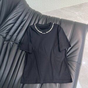 Miu Miu 2026 New Crew Neck Rhinestone Short Sleeve T-Shirt